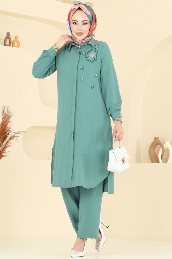 Modaselvim خصم صافٍ20%+20% في سلة التسوق طقم أخضر باهت 409DVL817