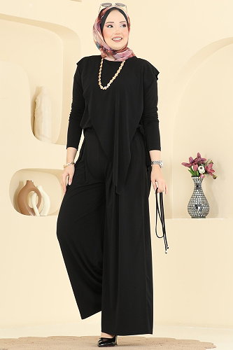 moda selvim طقم أسود 4101MEY846 - Thumbnail