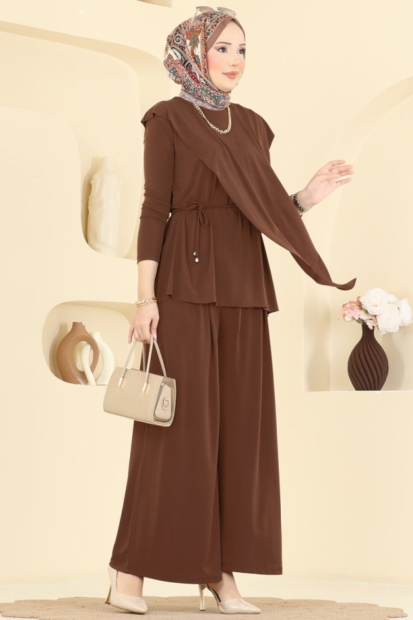 Modaselvim Hijab Combinations Combined 4101MEY846 Brown