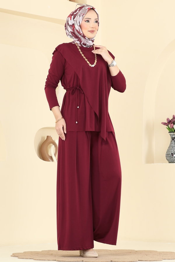 Modaselvim Hijab Combinations Combined 4101MEY846 Burgundy