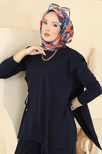 moda selvim طقم كحلي 4101MEY846 - Thumbnail
