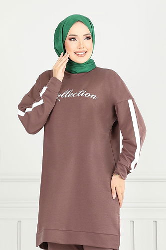 moda selvim طقم بني فاتح 4107PM1063-M - Thumbnail