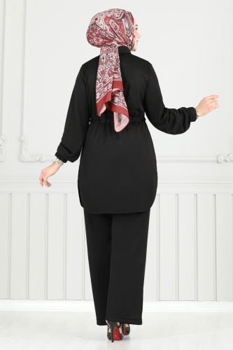 moda selvim طقم أسود 410DVL817 - Thumbnail