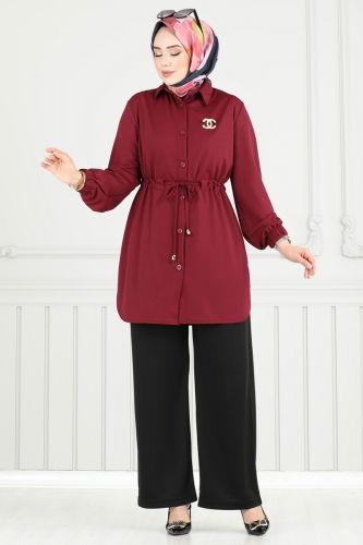moda selvim Combined 410DVL817 Burgundy & Black - Thumbnail