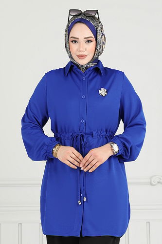 moda selvim طقم نيلي وأسود 410DVL817 - Thumbnail