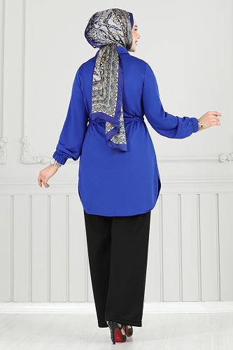 moda selvim طقم نيلي وأسود 410DVL817 - Thumbnail