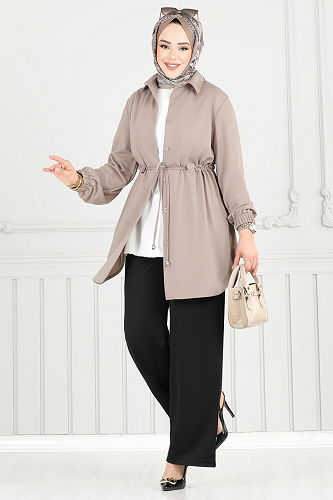 moda selvim طقم بيج وأسود 410DVL817 - Thumbnail