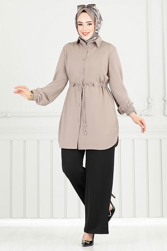 moda selvim طقم بيج وأسود 410DVL817 - Thumbnail