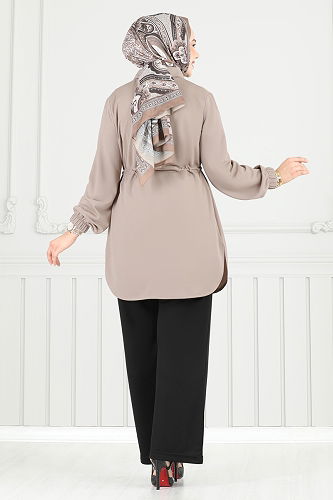 moda selvim طقم بيج وأسود 410DVL817 - Thumbnail