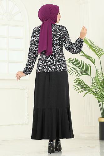 moda selvim Combined 4114PM271 Pattern 2 Leopard&Black - Thumbnail
