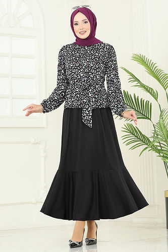 moda selvim طقم النمط 2 الفهد والأسود 4114PM271 - Thumbnail