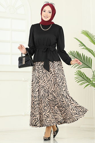 moda selvim طقم نمط زبرا وفيجن 4114PM271 - Thumbnail