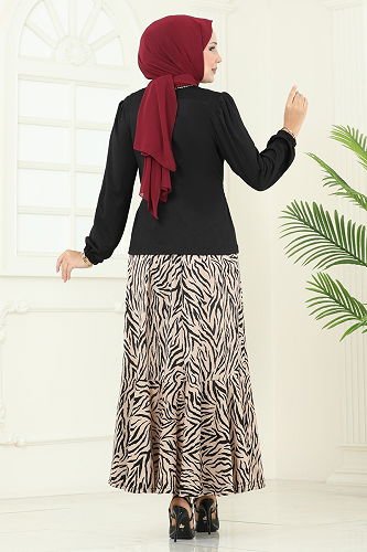 moda selvim طقم نمط زبرا وفيجن 4114PM271 - Thumbnail