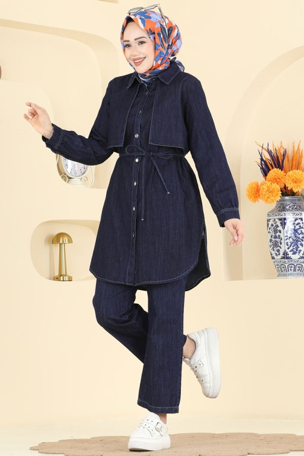Modaselvim Hijab Combinations Combined 4115FVN1181 Dark Denim