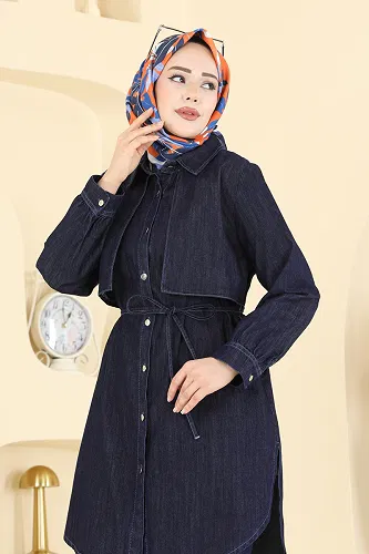 moda selvim طقم جينز غامق 4115FVN1181 - Thumbnail