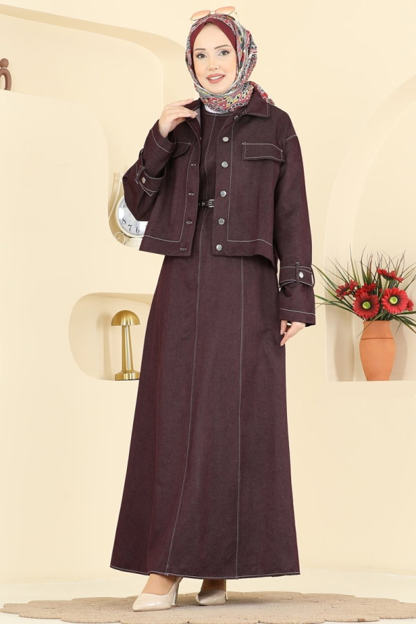 Modaselvim Hijab Combinations Combined 4118FVN1181 Burgundy