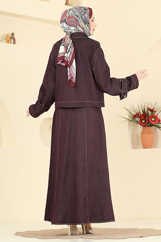 moda selvim طقم خمري 4118FVN1181 - Thumbnail