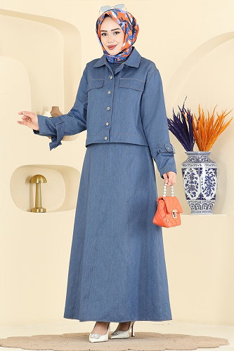 moda selvim طقم جينز فاتح 4118FVN1181 - Thumbnail