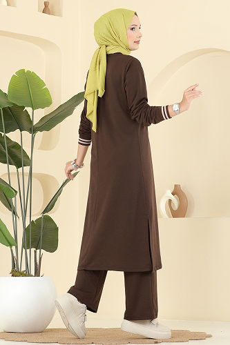 moda selvim طقم بني 4122PM271 - Thumbnail