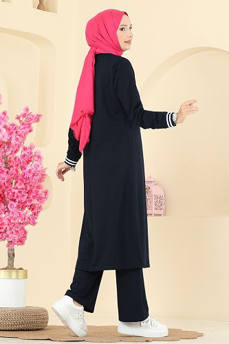 moda selvim طقم كحلي غامق 4122PM271 - Thumbnail