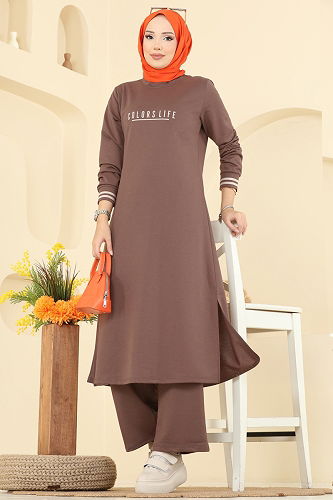 moda selvim طقم بيج وردي 4122PM271 - Thumbnail