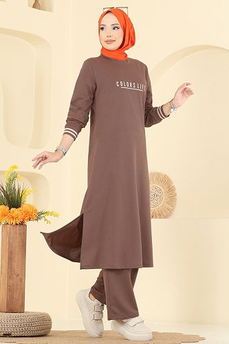 moda selvim طقم بيج وردي 4122PM271 - Thumbnail