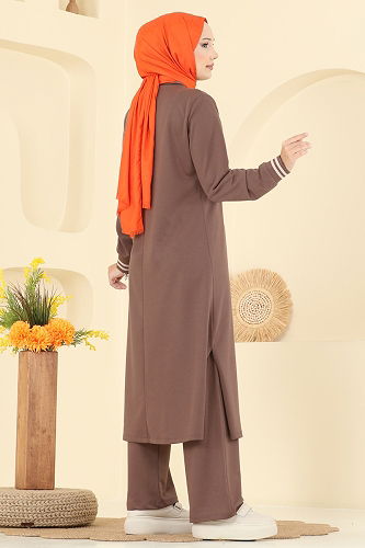 moda selvim طقم بيج وردي 4122PM271 - Thumbnail