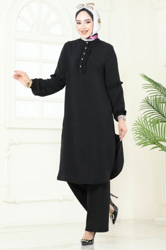 moda selvim طقم أسود 412DVL817 - Thumbnail
