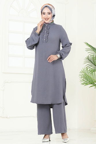 moda selvim طقم رمادي 412DVL817 - Thumbnail