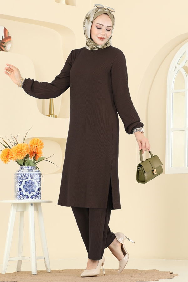 Modaselvim Hijab Combinations Combined 4136PM271 Brown