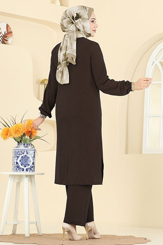 moda selvim طقم بني 4136PM271 - Thumbnail