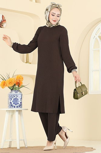 moda selvim طقم بني 4136PM271 - Thumbnail