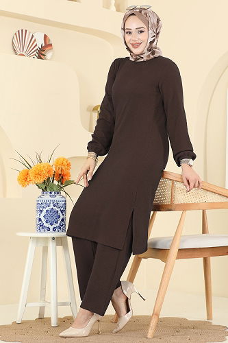 moda selvim طقم بني فاتح 4136PM271 - Thumbnail