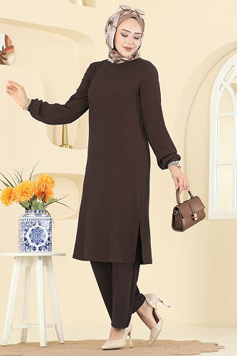 moda selvim طقم بني فاتح 4136PM271 - Thumbnail