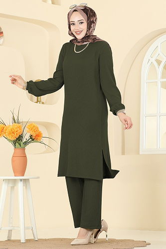 moda selvim طقم أخضر عفني فاتح 4136PM271 - Thumbnail