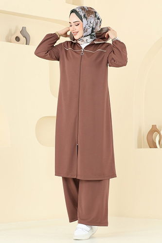 moda selvim طقم بني فاتح 415DVL817 - Thumbnail