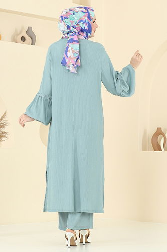 moda selvim طقم أخضر باهت 417DVL817 - Thumbnail