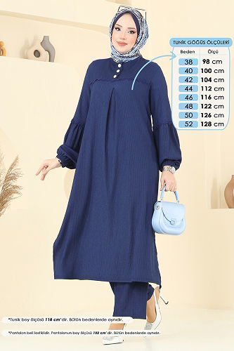 moda selvim طقم كحلي 417DVL817 - Thumbnail