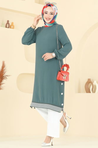 moda selvim طقم أخضر باهت وسكري 418DVL817 - Thumbnail