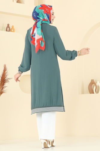 moda selvim طقم أخضر باهت وسكري 418DVL817 - Thumbnail