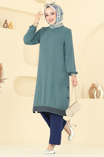 moda selvim Combined 418DVL817 Mint&Navy Blue - Thumbnail