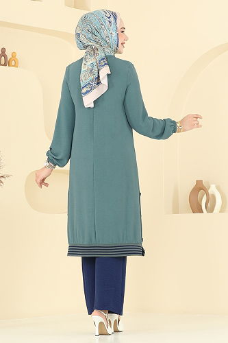 moda selvim Combined 418DVL817 Mint&Navy Blue - Thumbnail