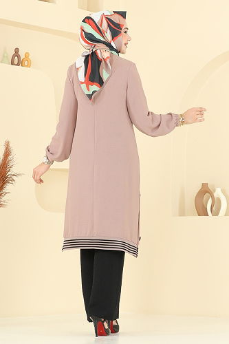 moda selvim طقم بيج وأسود 418DVL817 - Thumbnail