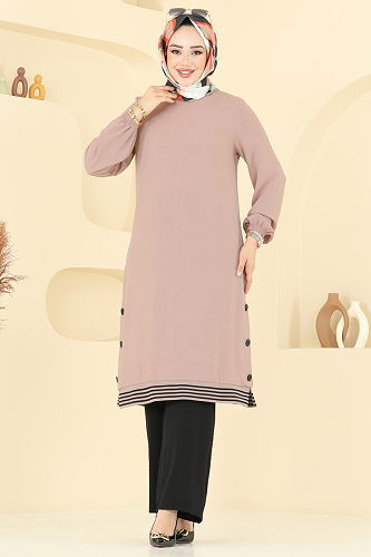 moda selvim طقم بيج وأسود 418DVL817 - Thumbnail