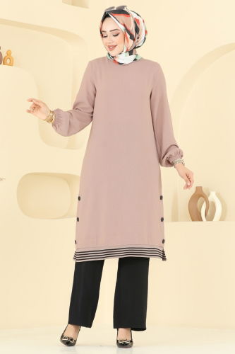 moda selvim طقم بيج وأسود 418DVL817 - Thumbnail