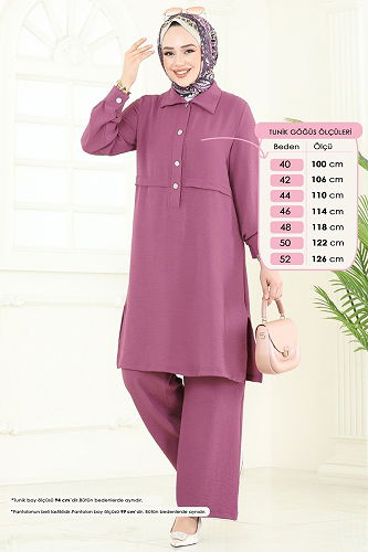 moda selvim طقم وردي غامق 419DVL817 - Thumbnail