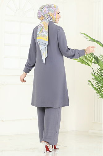 moda selvim طقم رمادي 419DVL817 - Thumbnail