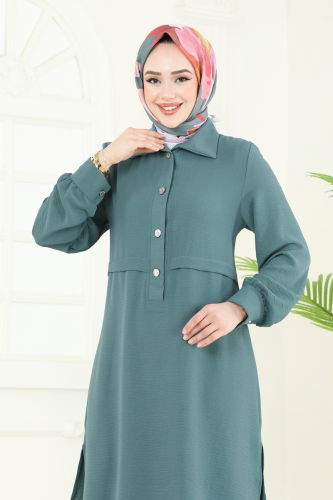 moda selvim طقم أخضر باهت 419DVL817 - Thumbnail