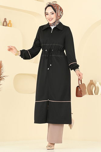 moda selvim طقم أسود وبيج 421DVL817 - Thumbnail