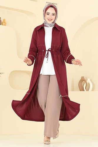 moda selvim طقم خمري وبيج 421DVL817 - Thumbnail